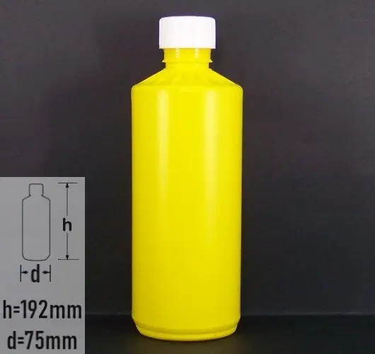 Sticla plastic 500ml culoare galben cu capac child resistance alb